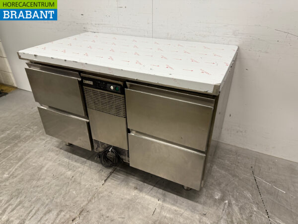 Edelstahl Zanussi gekühlte Werkbank 4 Schubladen 127,5 cm 230v Horeca – Bild 2