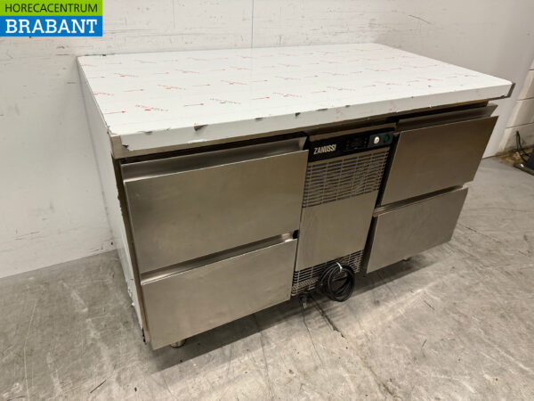 Edelstahl Zanussi gekühlte Werkbank 4 Schubladen 127,5 cm 230v Horeca – Bild 3