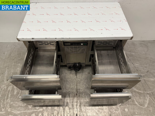 Edelstahl Zanussi gekühlte Werkbank 4 Schubladen 127,5 cm 230v Horeca – Bild 4