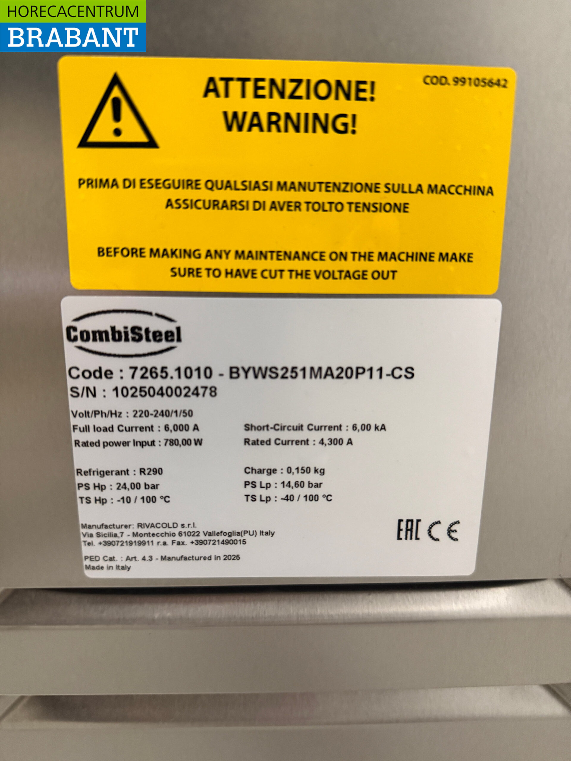 Rivacold/Combisteel Kühleinheit Einsatz Monoblock Wandgerät 11.9 m3 230V Horeca – Bild 5