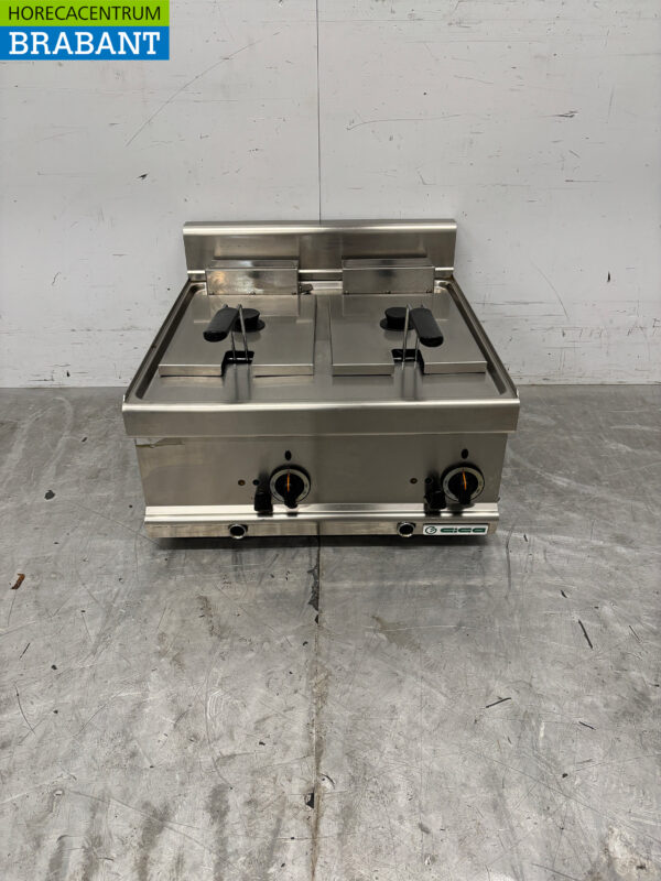 Giga Doppel-Fritteuse aus Edelstahl 2 x 6 Liter 400V Horeca