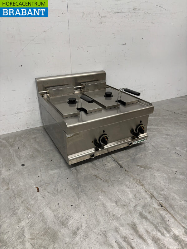 Giga Doppel-Fritteuse aus Edelstahl 2 x 6 Liter 400V Horeca – Bild 2