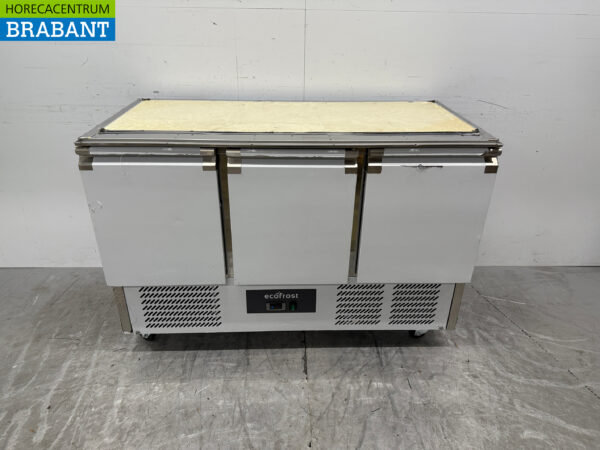 Gekühlte Werkbank aus Edelstahl 3 Türen 137 cm 230V Horeca