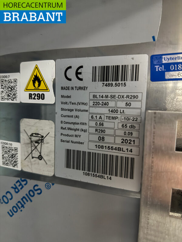 Edelstahl Combisteel Doppeltüriger Gefrierschrank 1400 Liter 230V Horeca – Bild 5