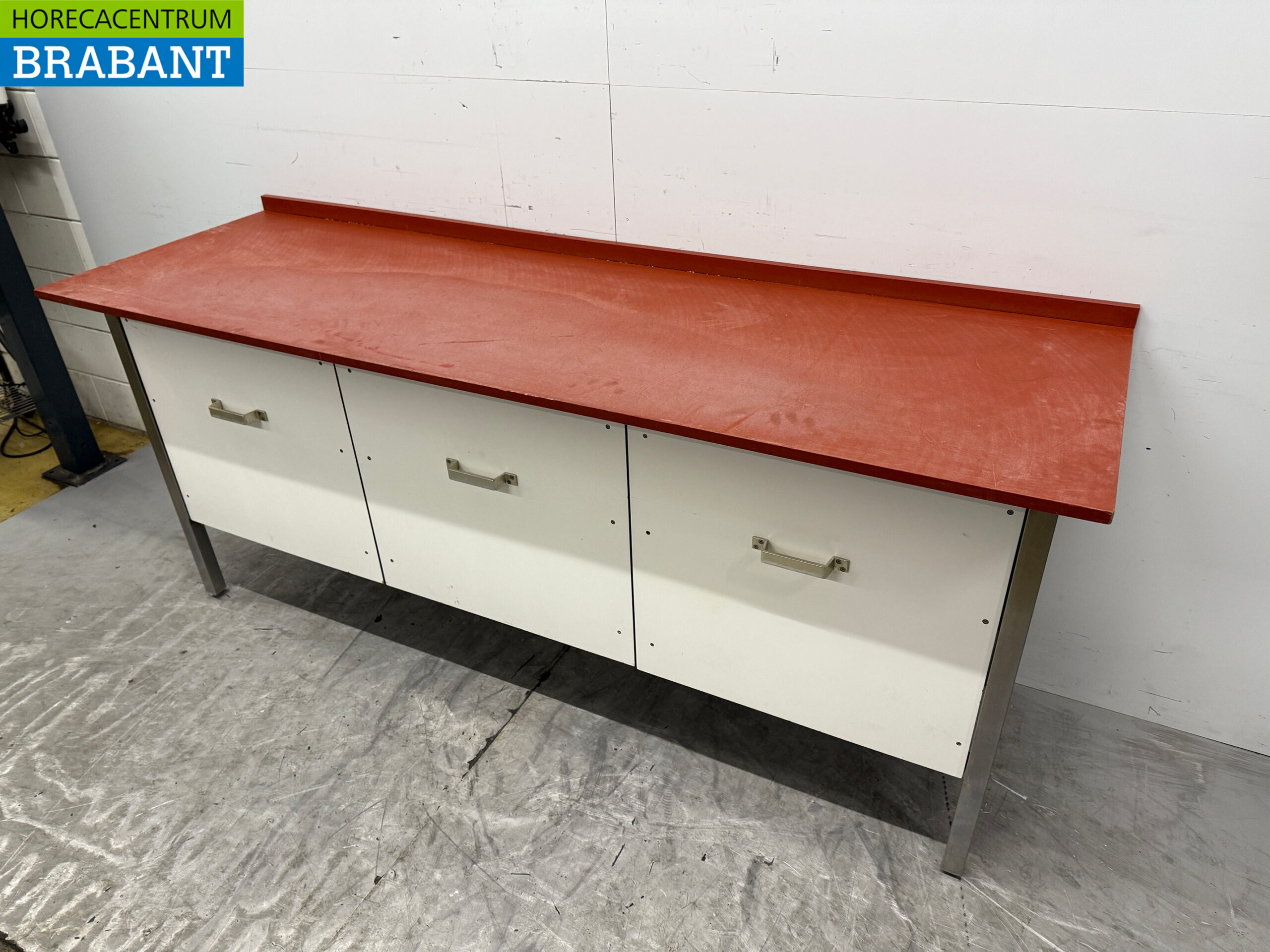 Edelstahl Polyethylen PE Schneidetisch Arbeitstisch 3 Schubladen 220 x 70 x 94 cm Catering Metzgerei – Bild 2