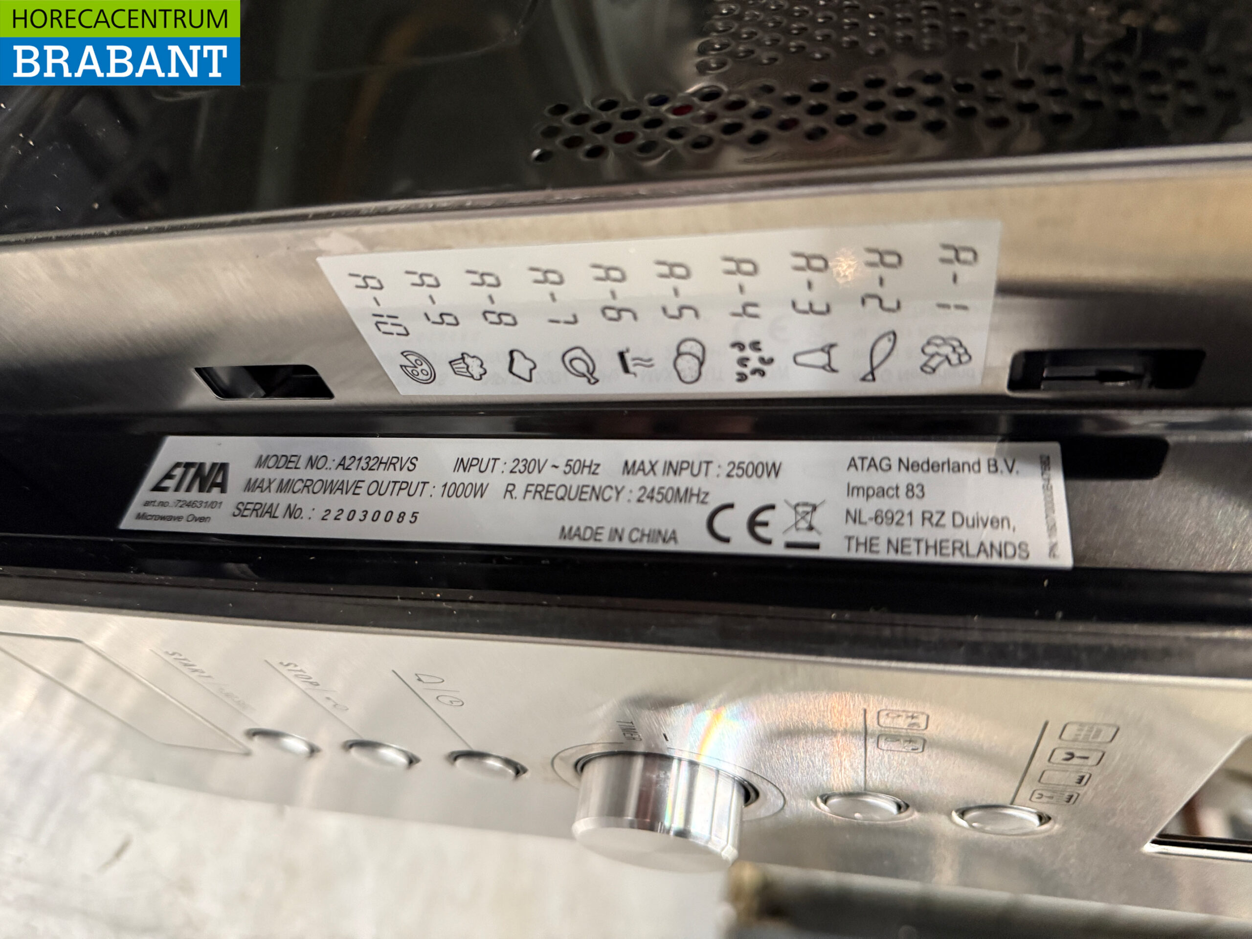 Edelstahl Etna Kombi-Mikrowelle 1000 Watt Eingebaut 230V Horeca – Bild 5