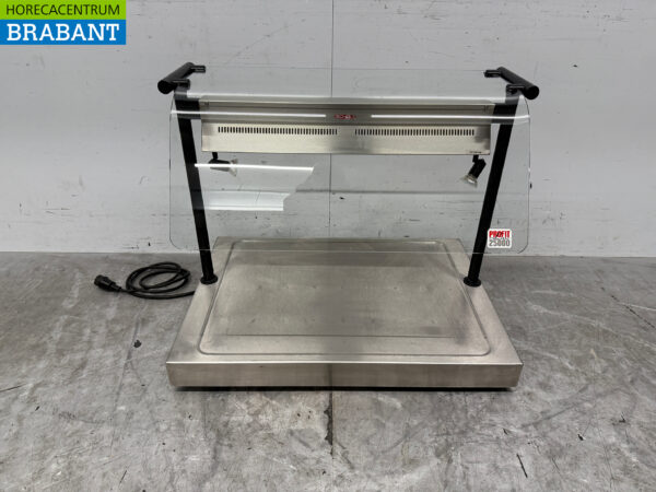 Edelstahl Scholl Heizplatte mit Wärmelampen 85 cm 230V Horeca 2.5 kw