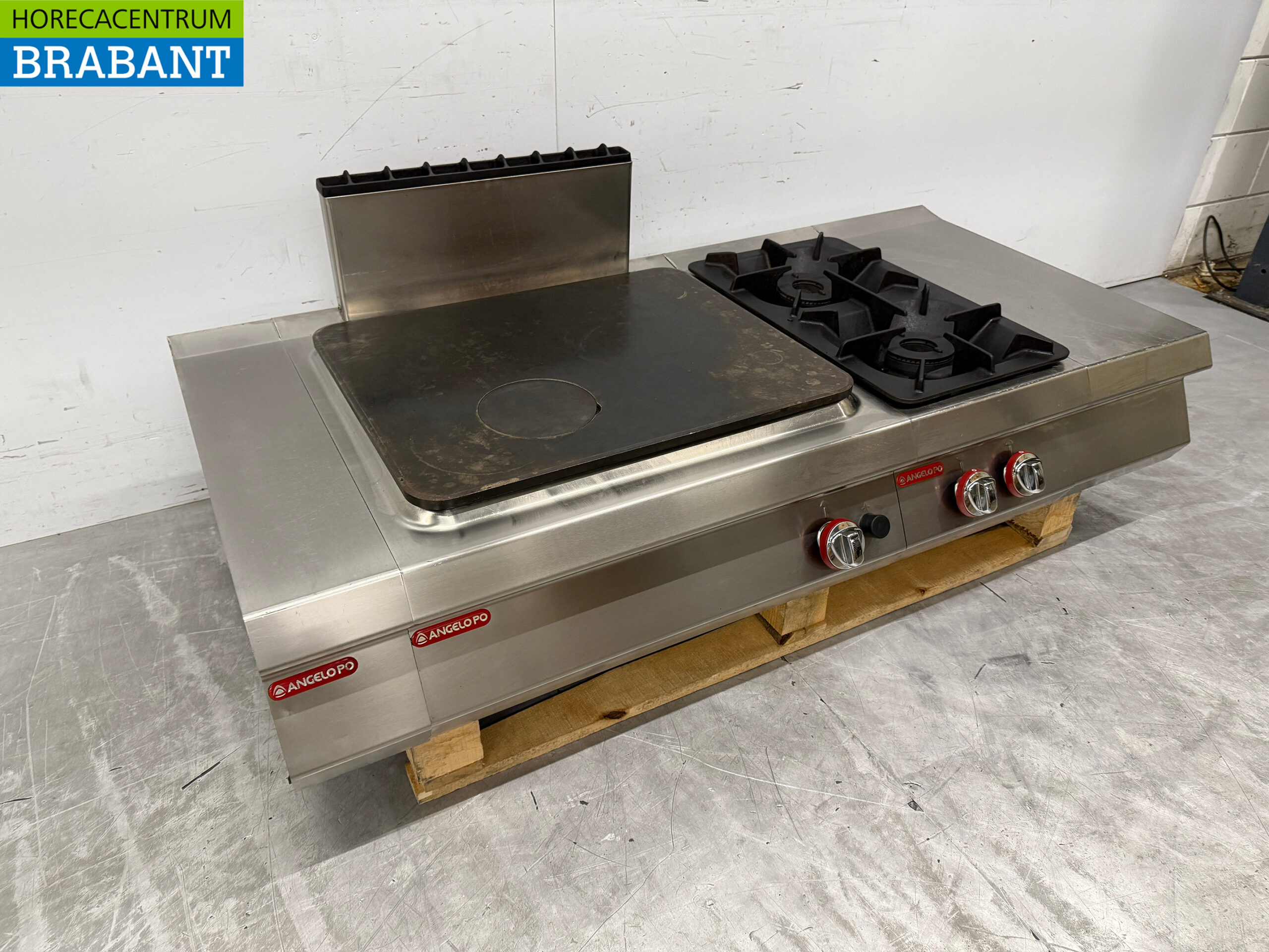 Angelo Po Backstraße aus Edelstahl Durchlauferhitzer und 2 Brenner GAS 150 cm Catering – Bild 3