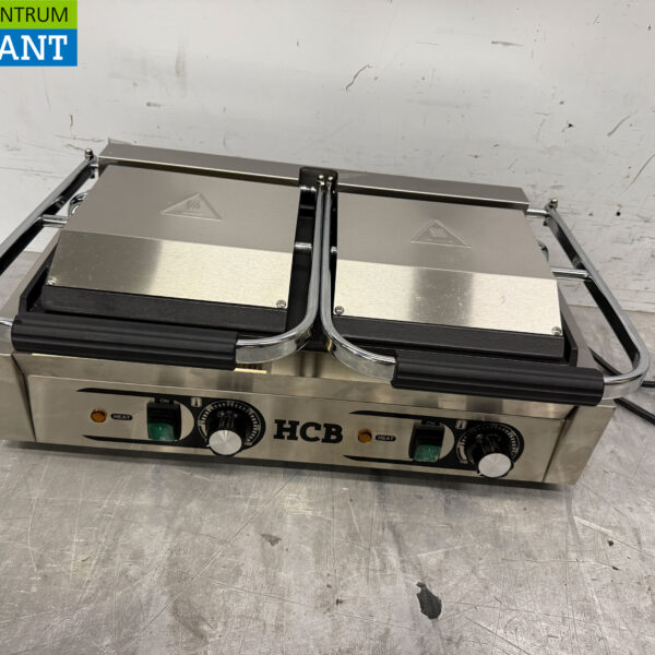 Edelstahl Doppelkontakt Grill Panini Grill Glatt 230V Catering
