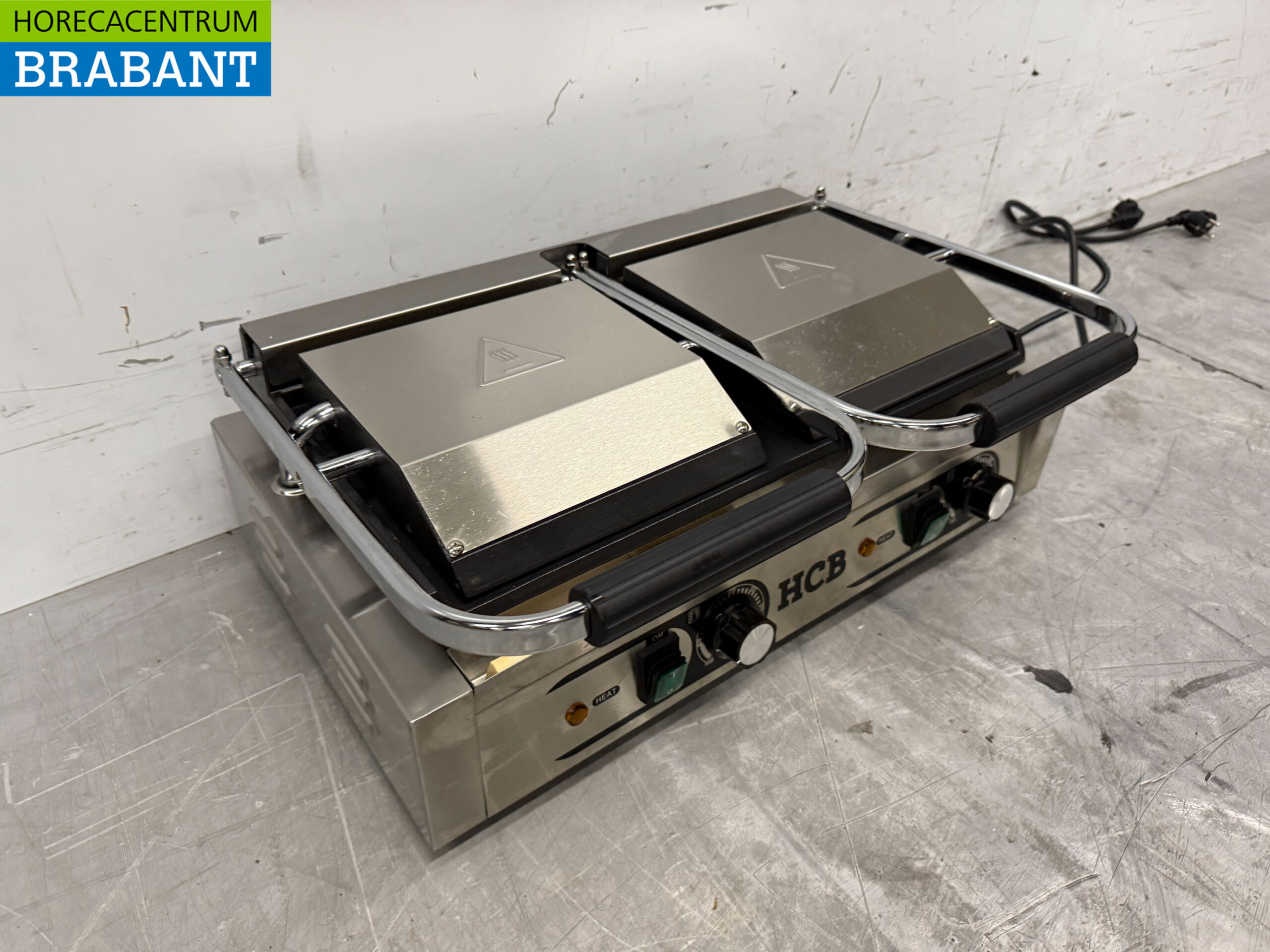 Edelstahl Doppelkontakt Grill Panini Grill Glatt 230V Catering – Bild 3