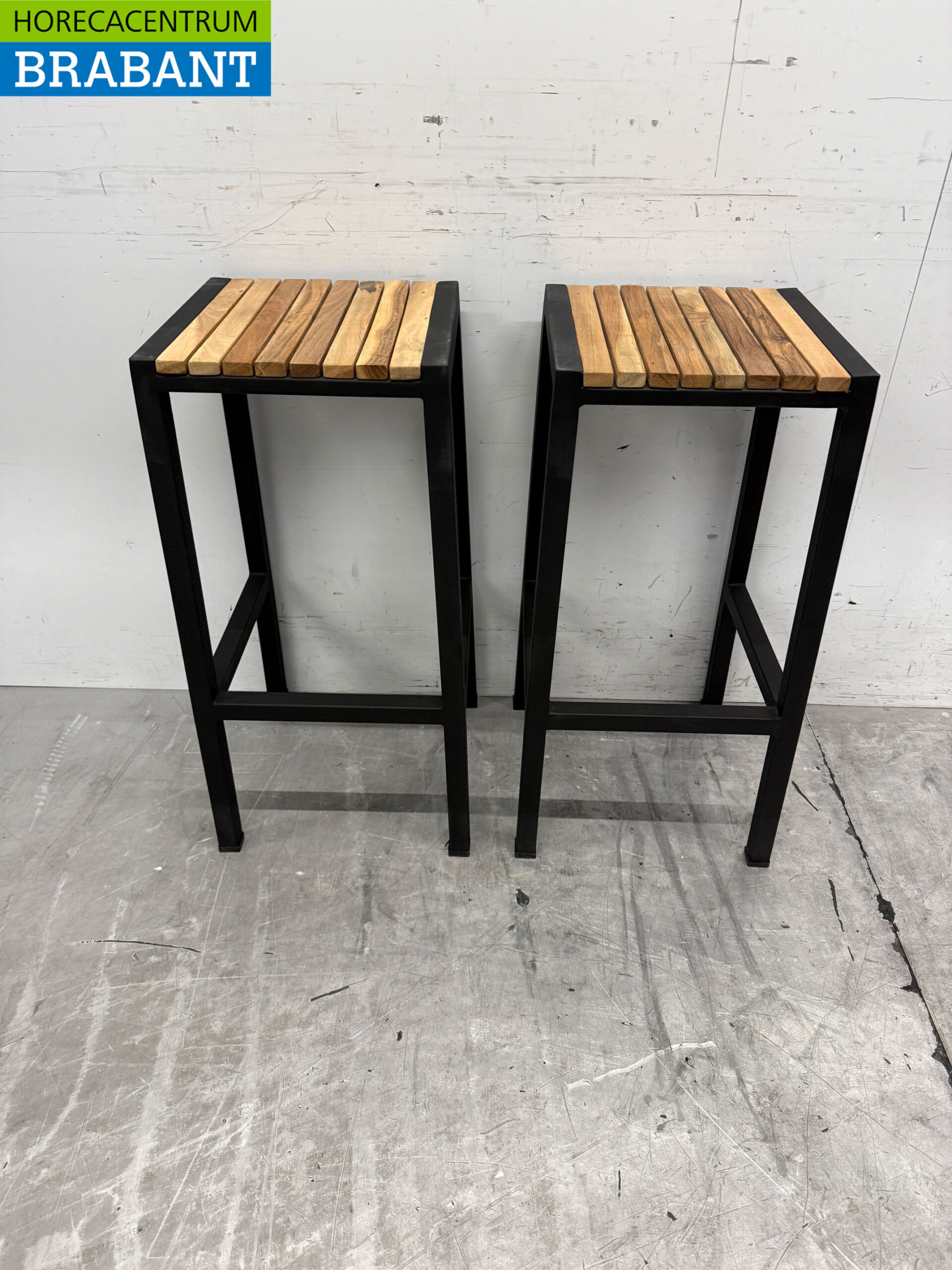 Bolero Stahl und Akazienholz Barhocker Hocker Terrassenhocker 2 Stück Catering