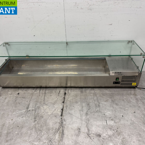 Thekenvitrine aus Edelstahl Thekenvitrine saladière 7 x 1/3 GN 160 cm Horeca