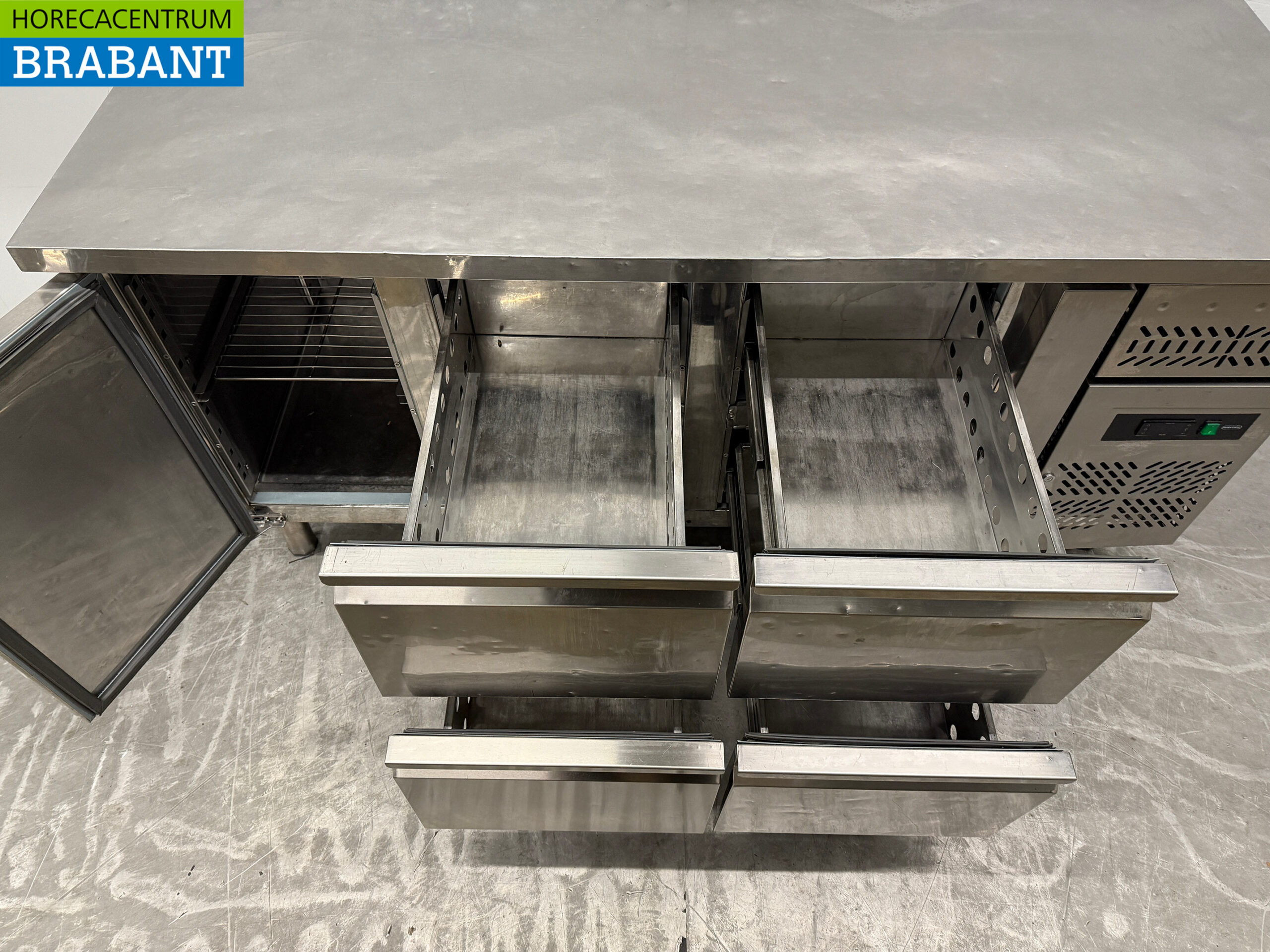 Edelstahl Maxxfrost Gekühlte Werkbank 1 Tür und 4 Schubladen 179,5 cm 230V Horeca – Bild 4