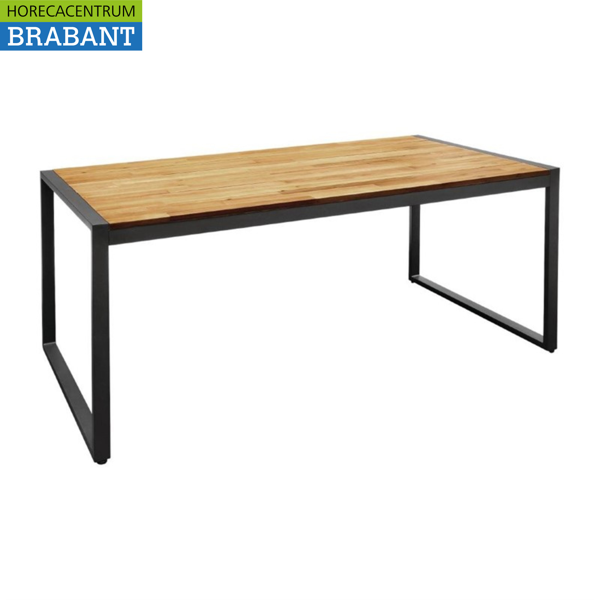 Bolero rechteckiger Industrietisch aus Stahl und Akazienholz 180 x 90 x 74 cm Catering
