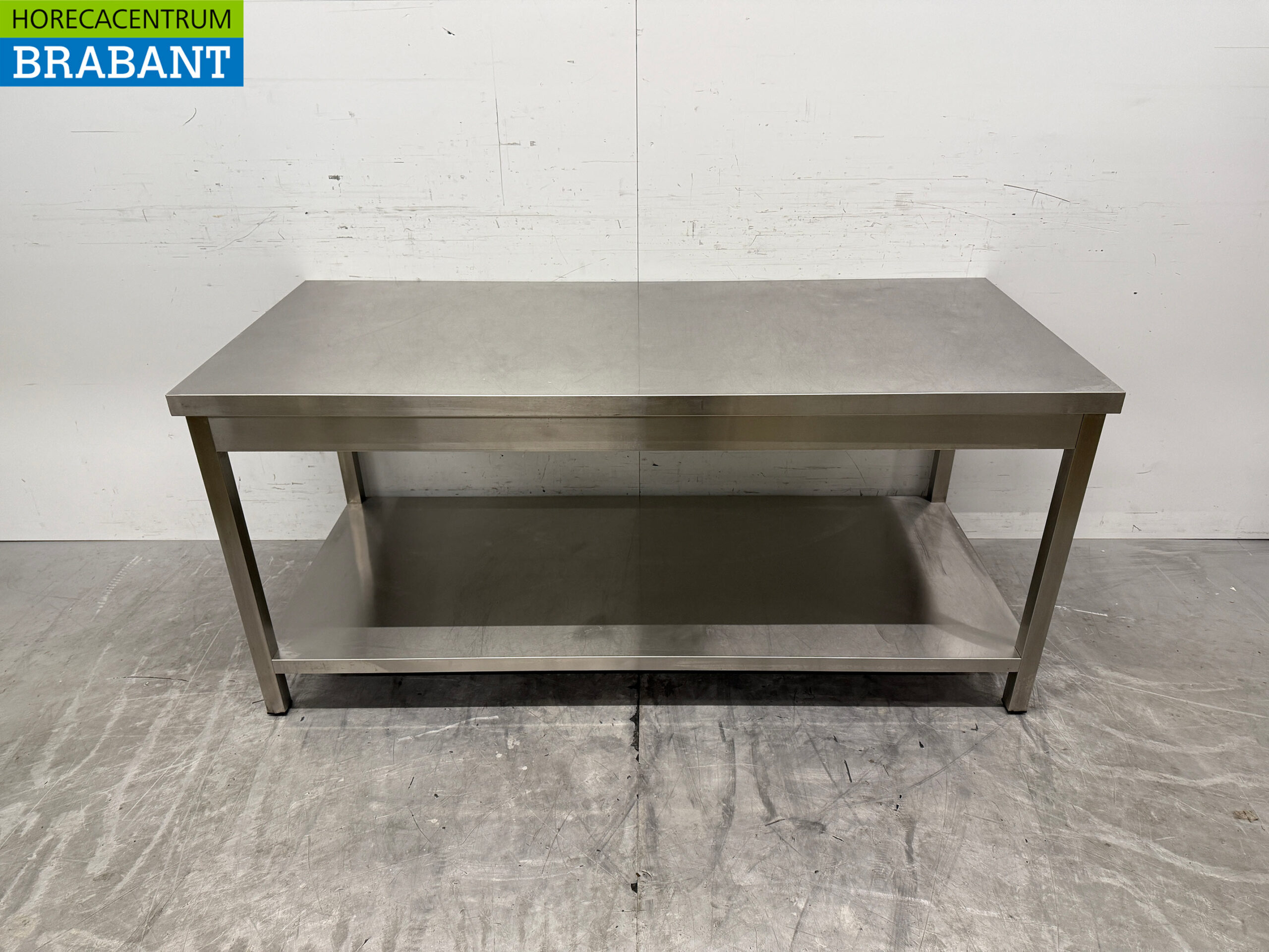 Edelstahl-Arbeitstisch mit Zwischenboden 160 x 70 x 73 cm Horeca