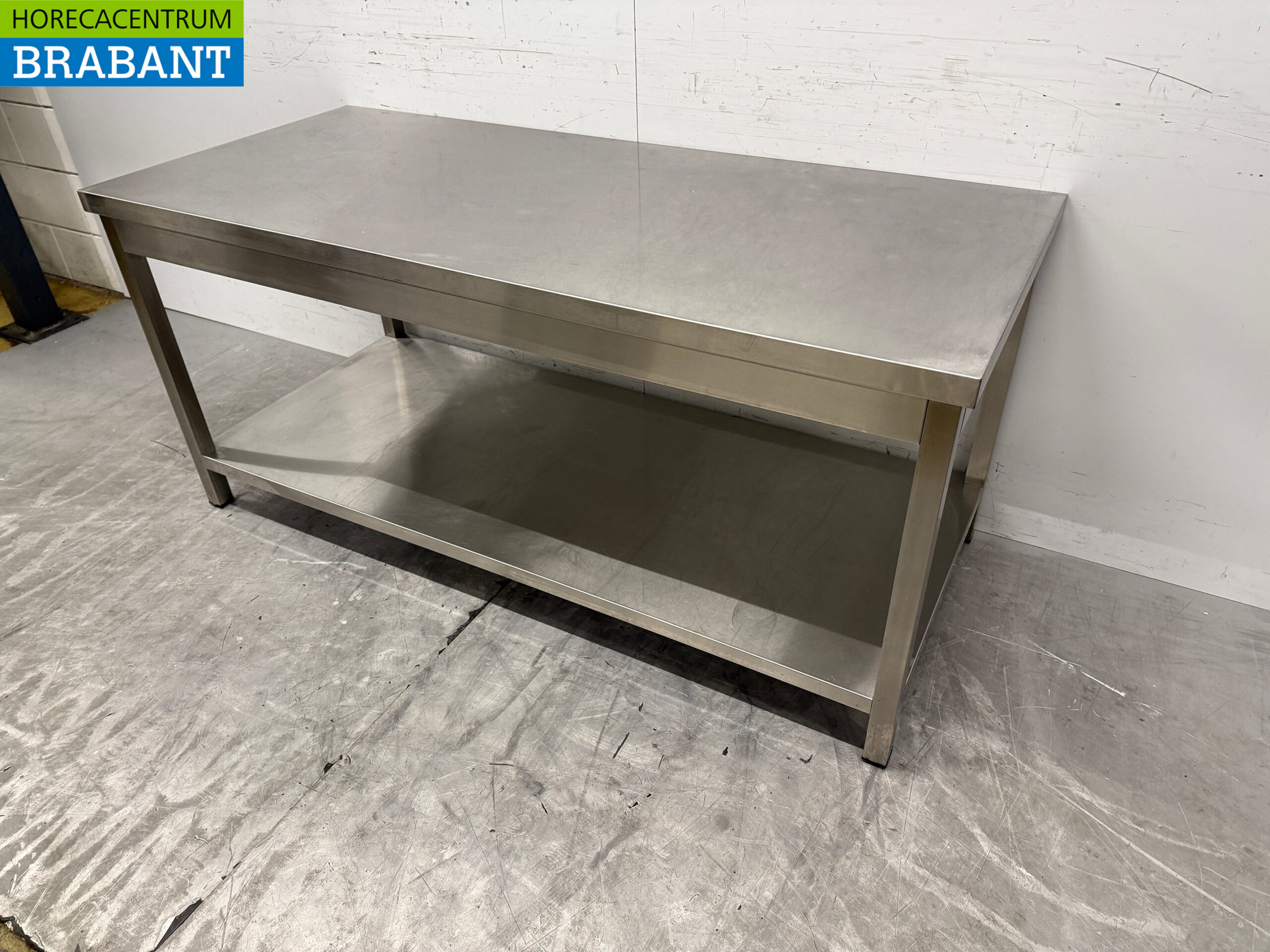 Edelstahl-Arbeitstisch mit Zwischenboden 160 x 70 x 73 cm Horeca – Bild 2