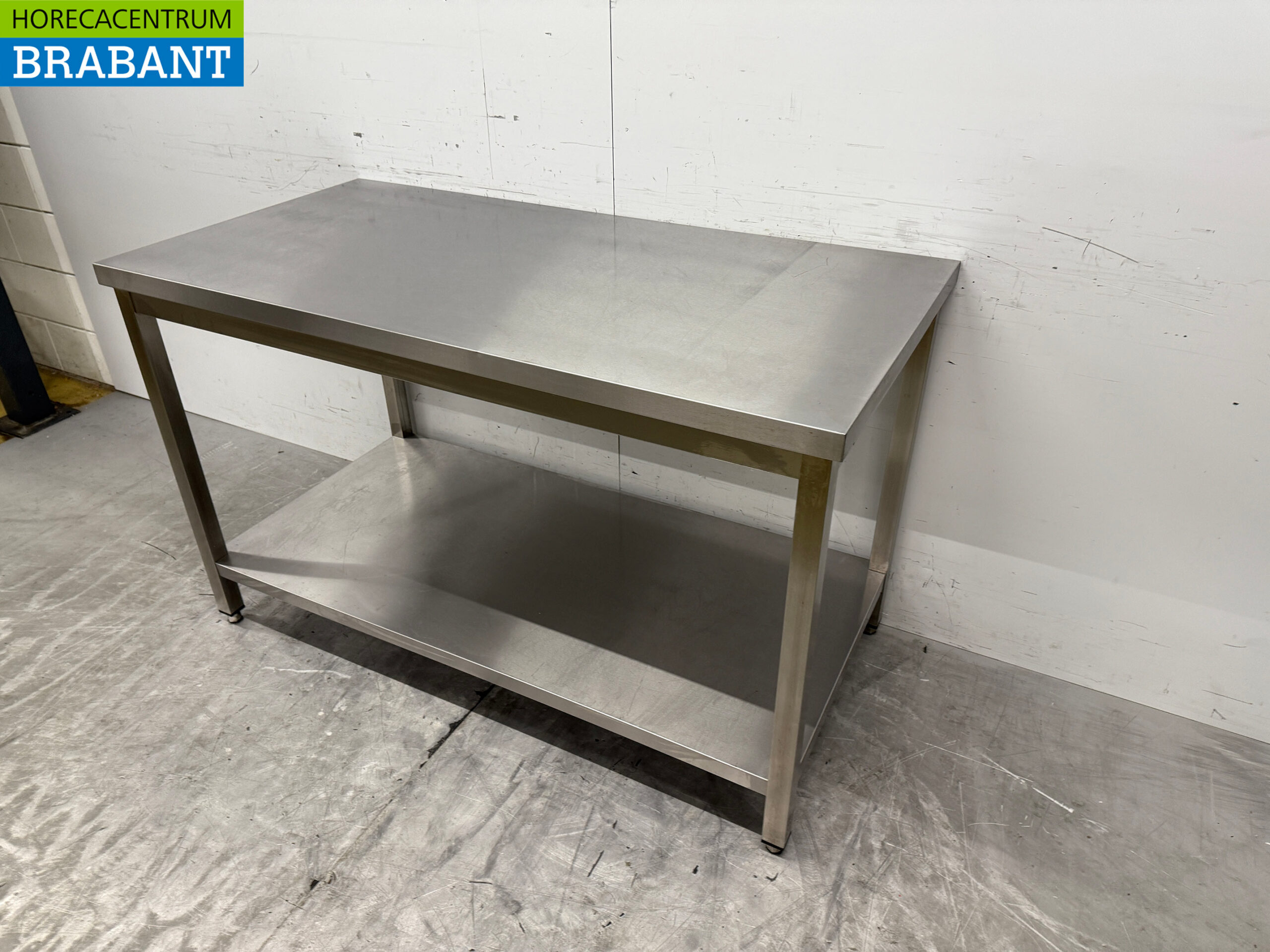 Edelstahl-Arbeitstisch mit Zwischenboden 140 x 70 x 86 cm Catering – Bild 2