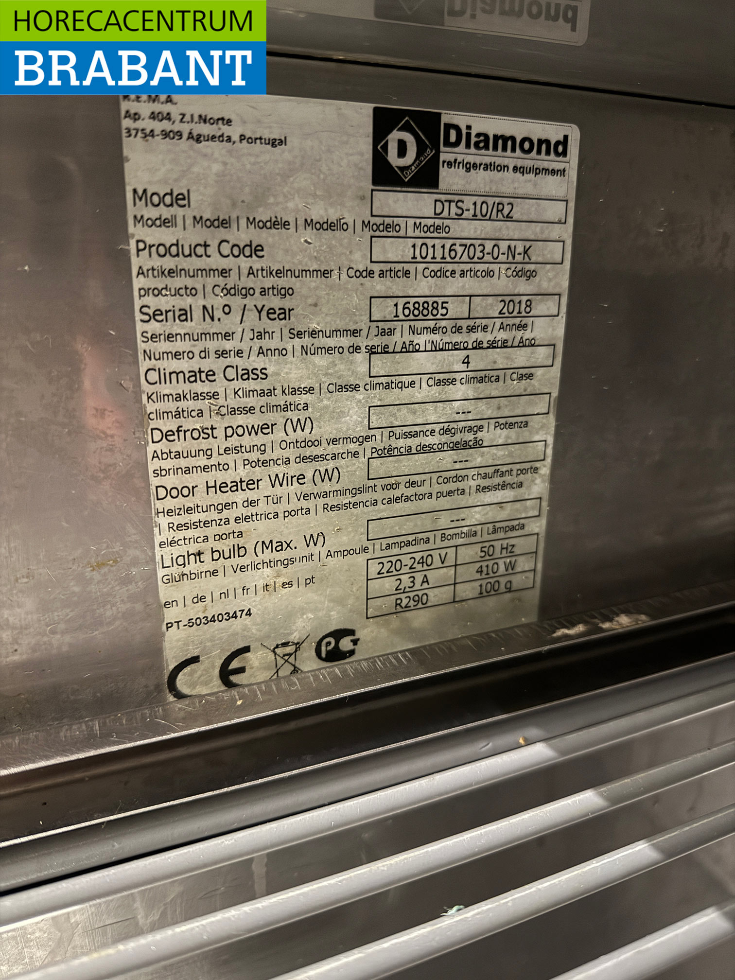 Edelstahl Diamond Gekühlte Werkbank mit Salatiere 4 Türen 219 cm 230V Horeca – Bild 9