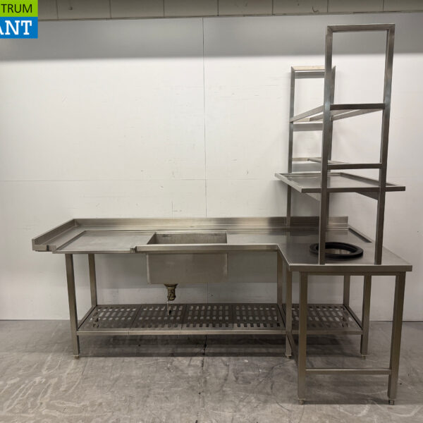 Edelstahl Versorgungstisch Abräumtisch mit Abfallloch 242 x 120 x 90,5 cm Catering