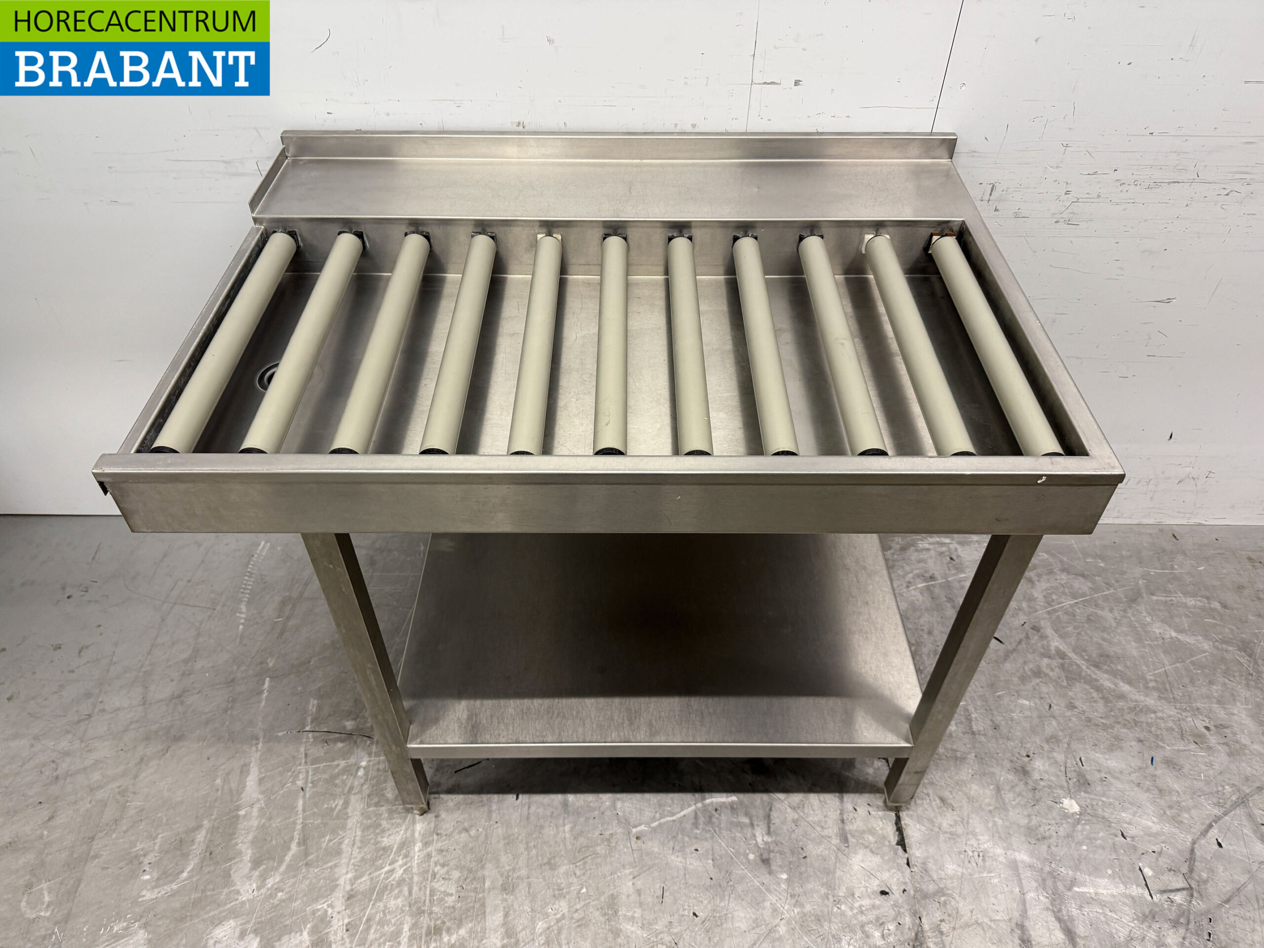 Edelstahl Abtropftisch / Rollenbahn für Durchschubspülmaschine 110,5 cm Horeca – Bild 2