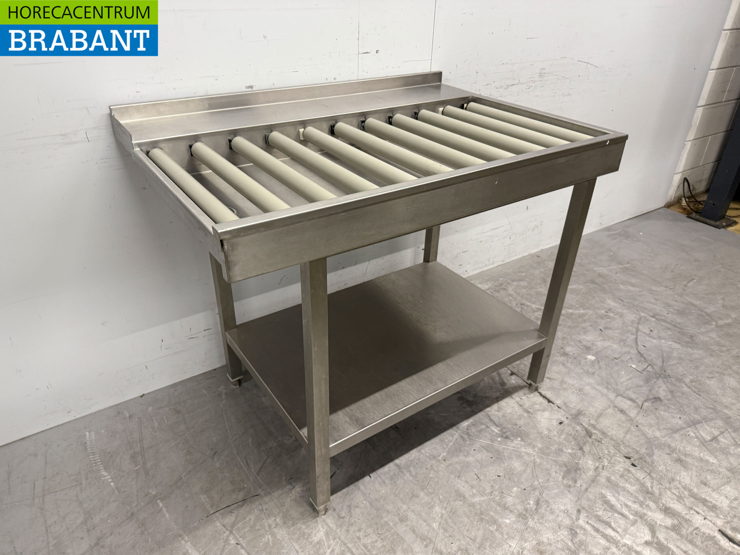 Edelstahl Abtropftisch / Rollenbahn für Durchschubspülmaschine 110,5 cm Horeca – Bild 3