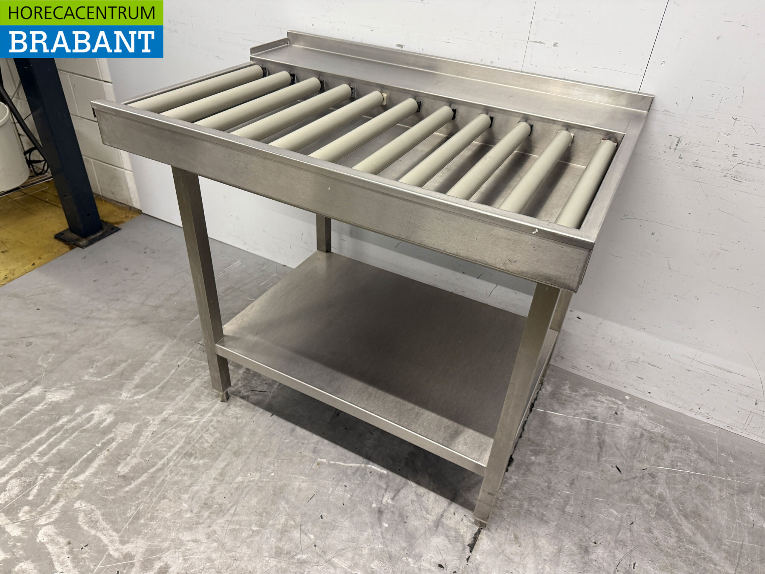 Edelstahl Abtropftisch / Rollenbahn für Durchschubspülmaschine 110,5 cm Horeca – Bild 4