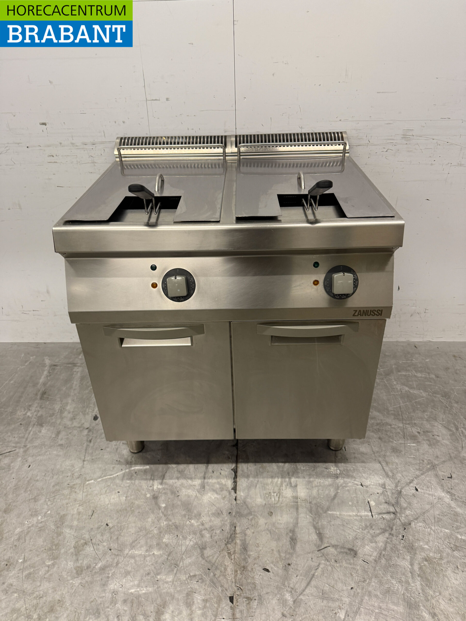 Edelstahl Zanussi Doppel-Fritteuse Fritteuse 2 x15 Liter 400V Horeca