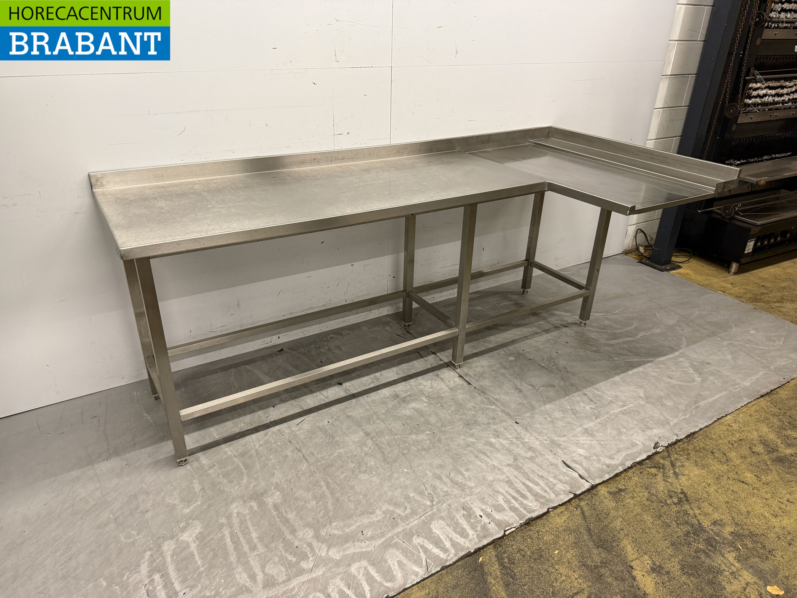 Edelstahl Entwässerungstisch T.B.V. Schiebespülmaschine 242 x 112,5 x 90,5 cm Horeca – Bild 2