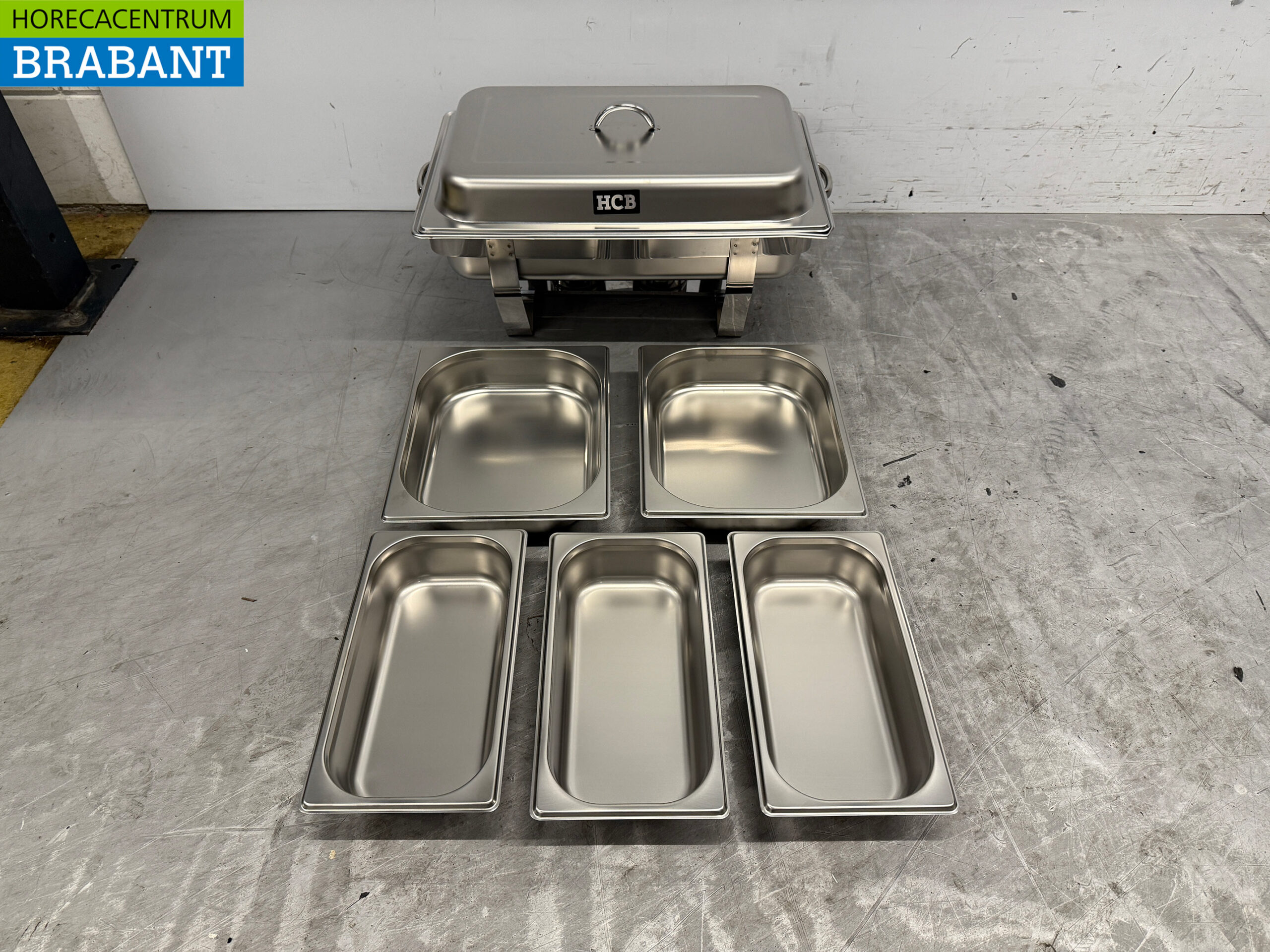 HCB Chafing dish Set aus Edelstahl 1 x 1/1, 2 x 1/2 und 3 x 1/3 GN Horeca