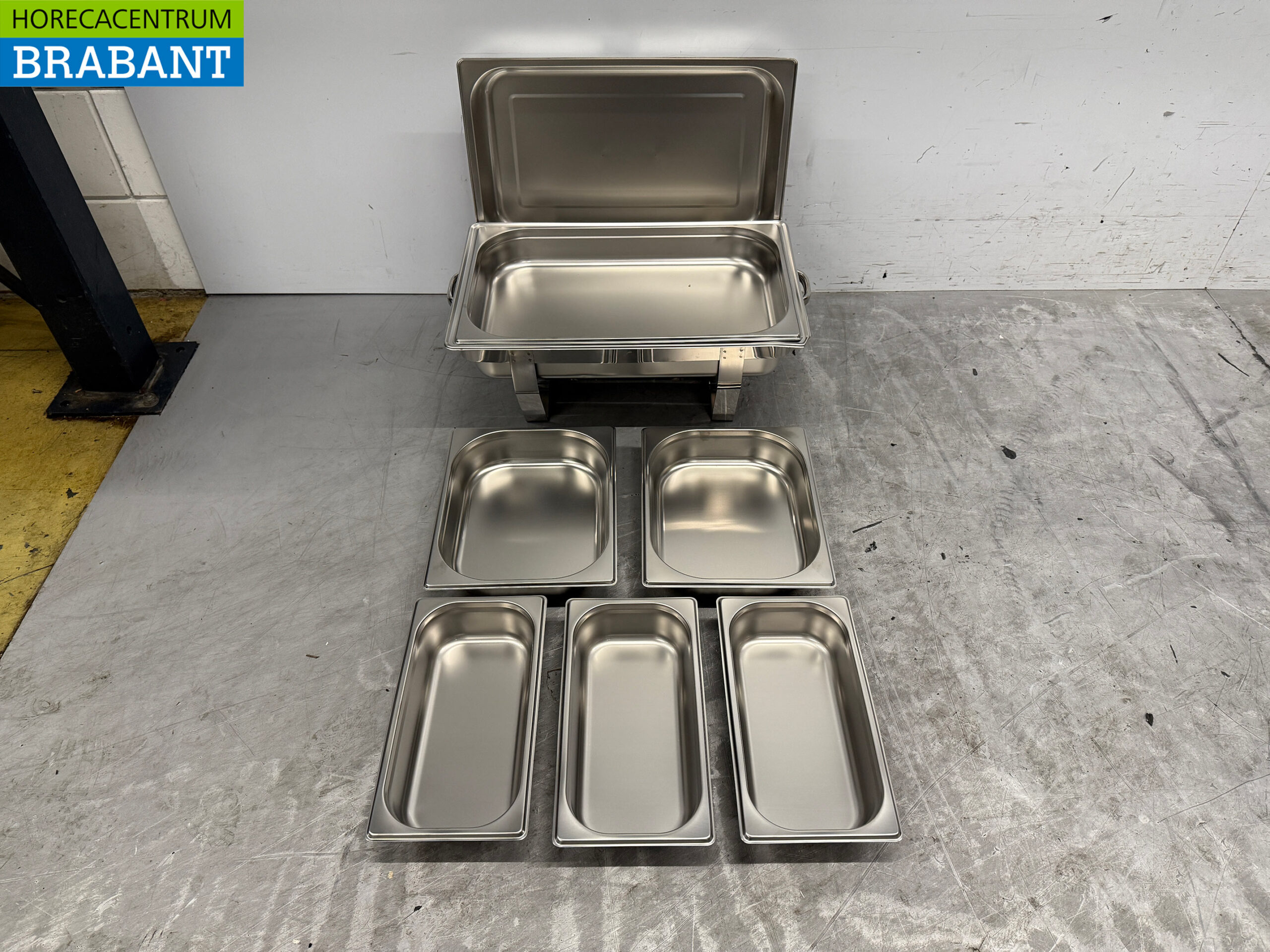 HCB Chafing dish Set aus Edelstahl 1 x 1/1, 2 x 1/2 und 3 x 1/3 GN Horeca – Bild 4