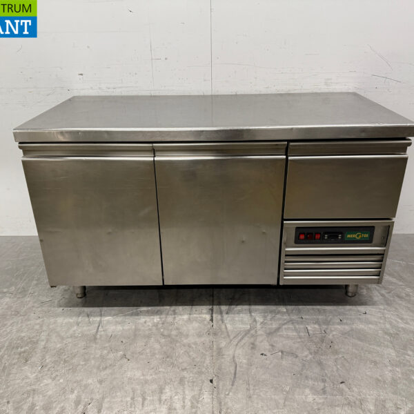 Mercatus Gekühlte Werkbank aus Edelstahl 2 Türen und 1 Schublade 147 cm 230V Horeca