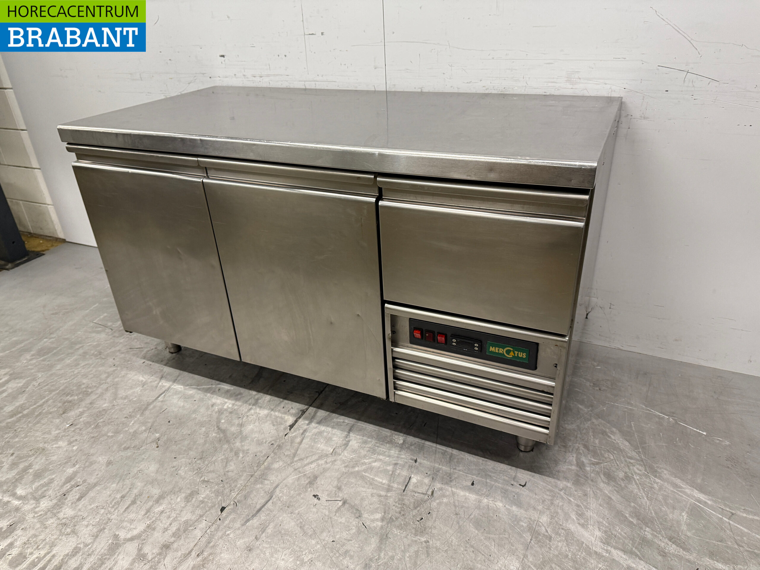 Mercatus Gekühlte Werkbank aus Edelstahl 2 Türen und 1 Schublade 147 cm 230V Horeca – Bild 2