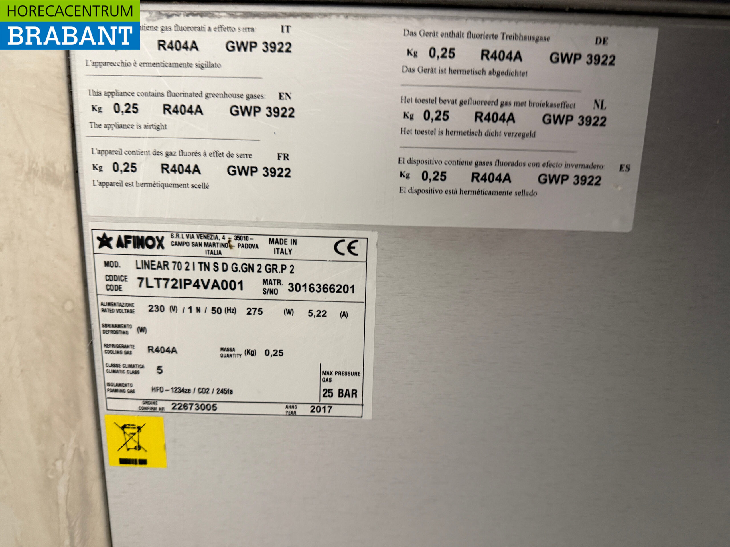 Edelstahl Afinox Kühltheke 2 Türen 126 cm 230V Horeca – Bild 5