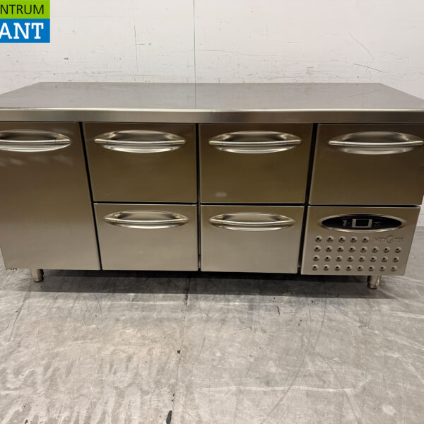 Mercatus Gekühlte Werkbank aus Edelstahl 5 Schubladen und 1 Tür 175,5 cm 230V Horeca