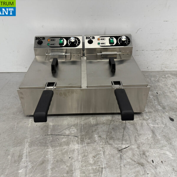 Doppelfritteuse aus Edelstahl Fritteuse 2 x 6 Liter 2 x 230V Horeca