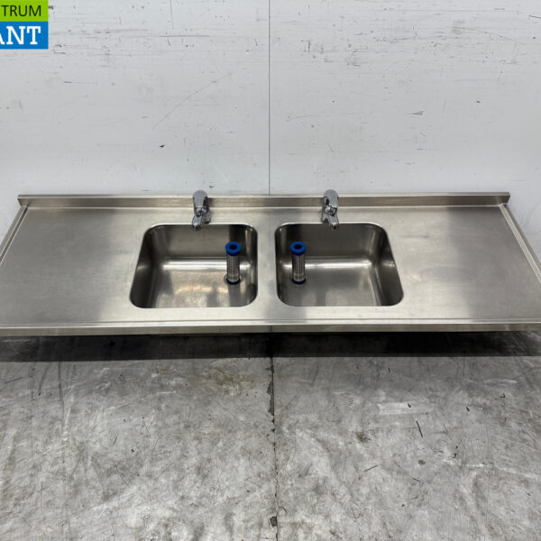 Spülbecken aus Edelstahl Doppelspüle mit Wasserhahn 183 cm Catering