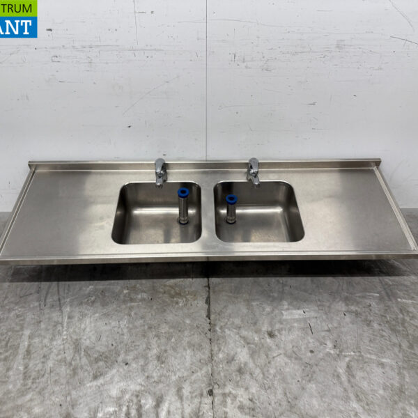 Spülbecken aus Edelstahl Doppelspüle mit Wasserhahn 183 cm Catering