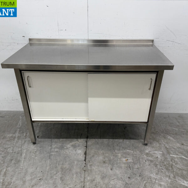 Edelstahl Arbeitsschrank 2 Trespa Schiebetüren 128,5 x 65 x 90 cm Catering