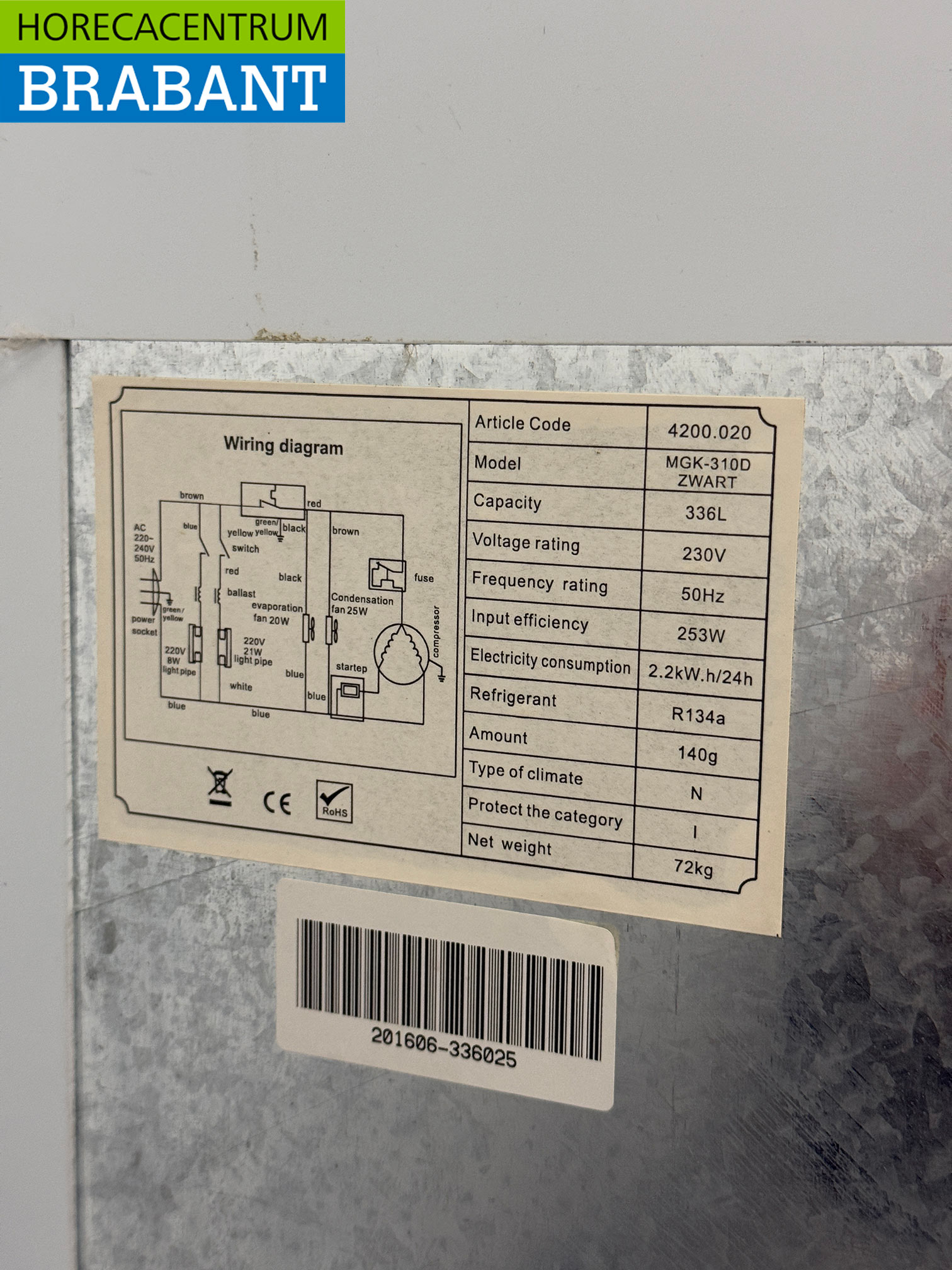 Hakvoort Kühlung Glastürkühlschrank 336 Liter 230V Horeca – Bild 5