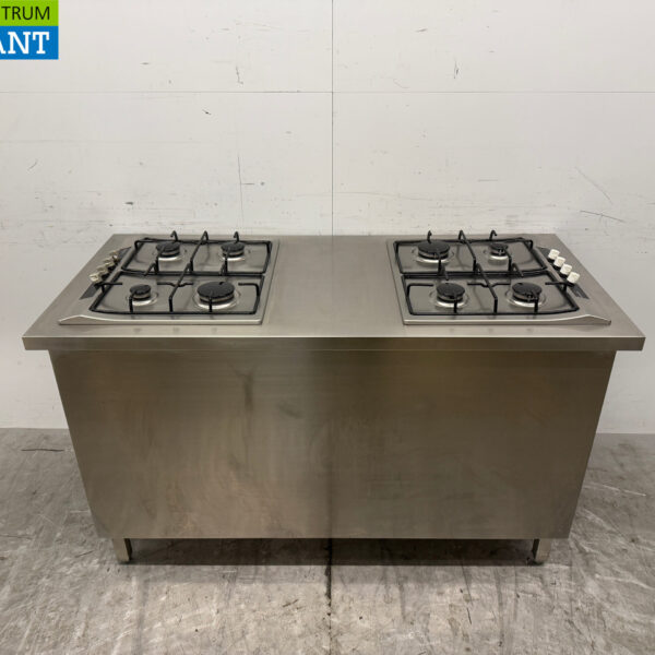 Edelstahlwerkbank mit 2 Siemens Einbauherden GAS 150 cm Catering