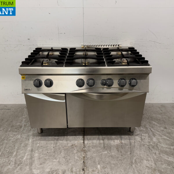 Edelstahl Zanussi 6-Flammen-Herd mit Backofen 3 x 2/1 GN GAS Catering