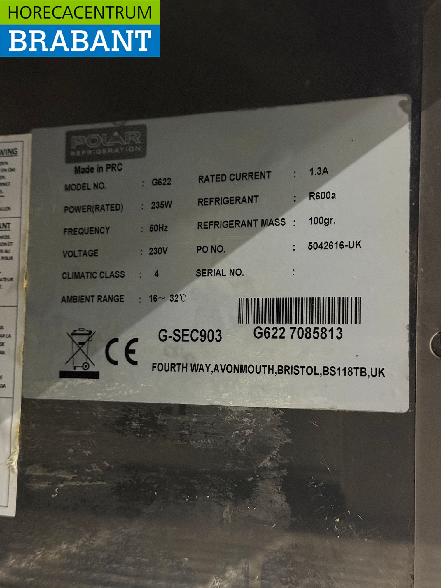 Edelstahl Polar Gekühlte Werkbank 3 Türen 137 cm 230V Horeca – Bild 5