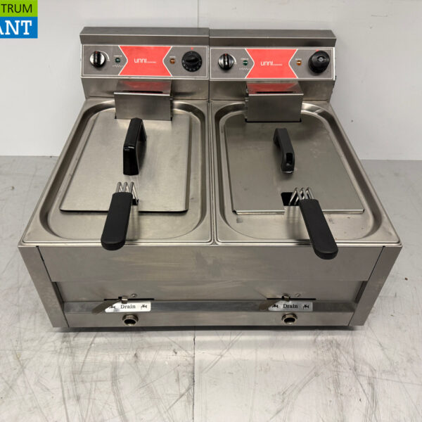 Edelstahl-Doppelfritteuse 2 x 12 Liter 400V Horeca