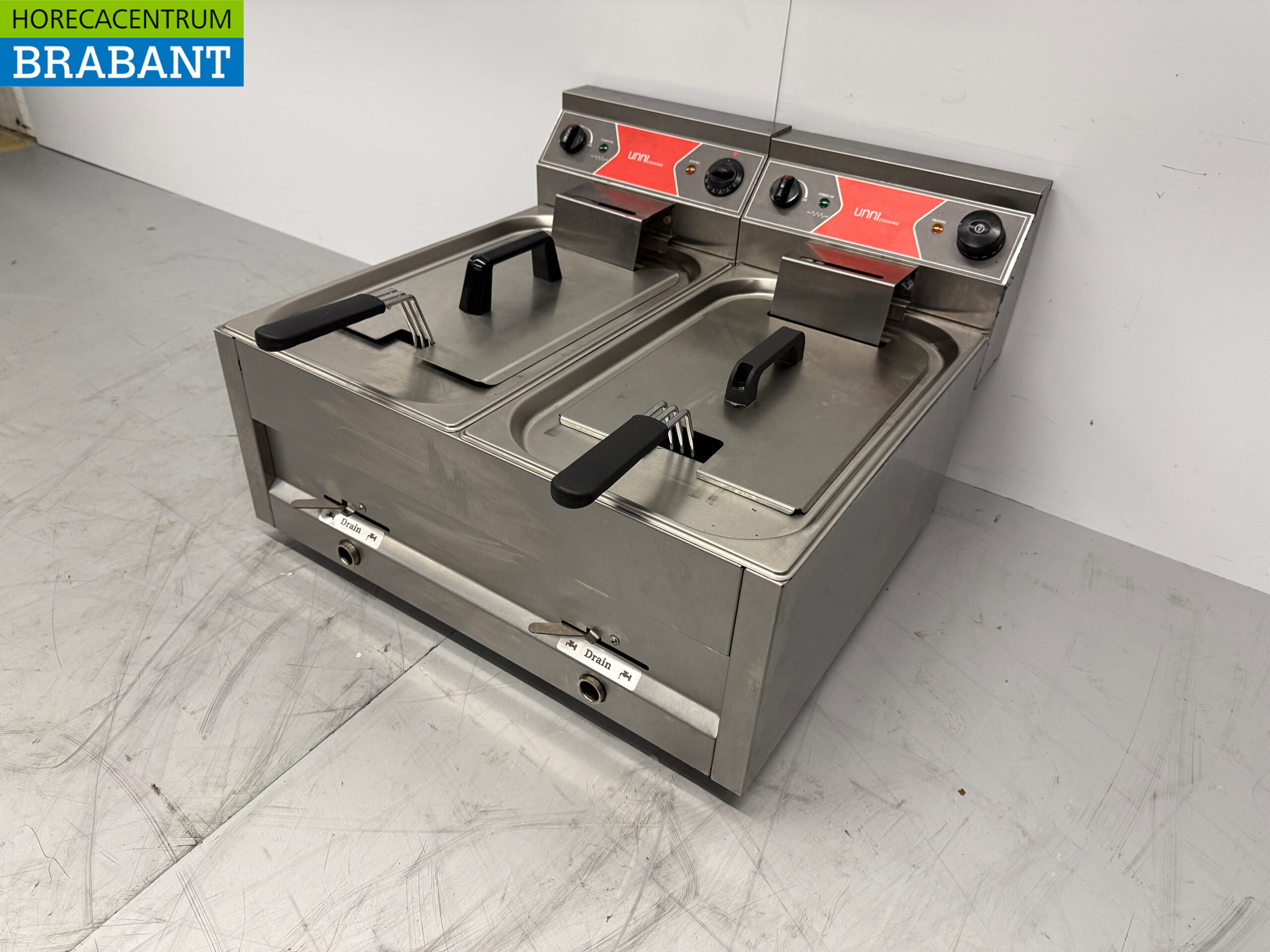 Edelstahl-Doppelfritteuse 2 x 12 Liter 400V Horeca – Bild 2