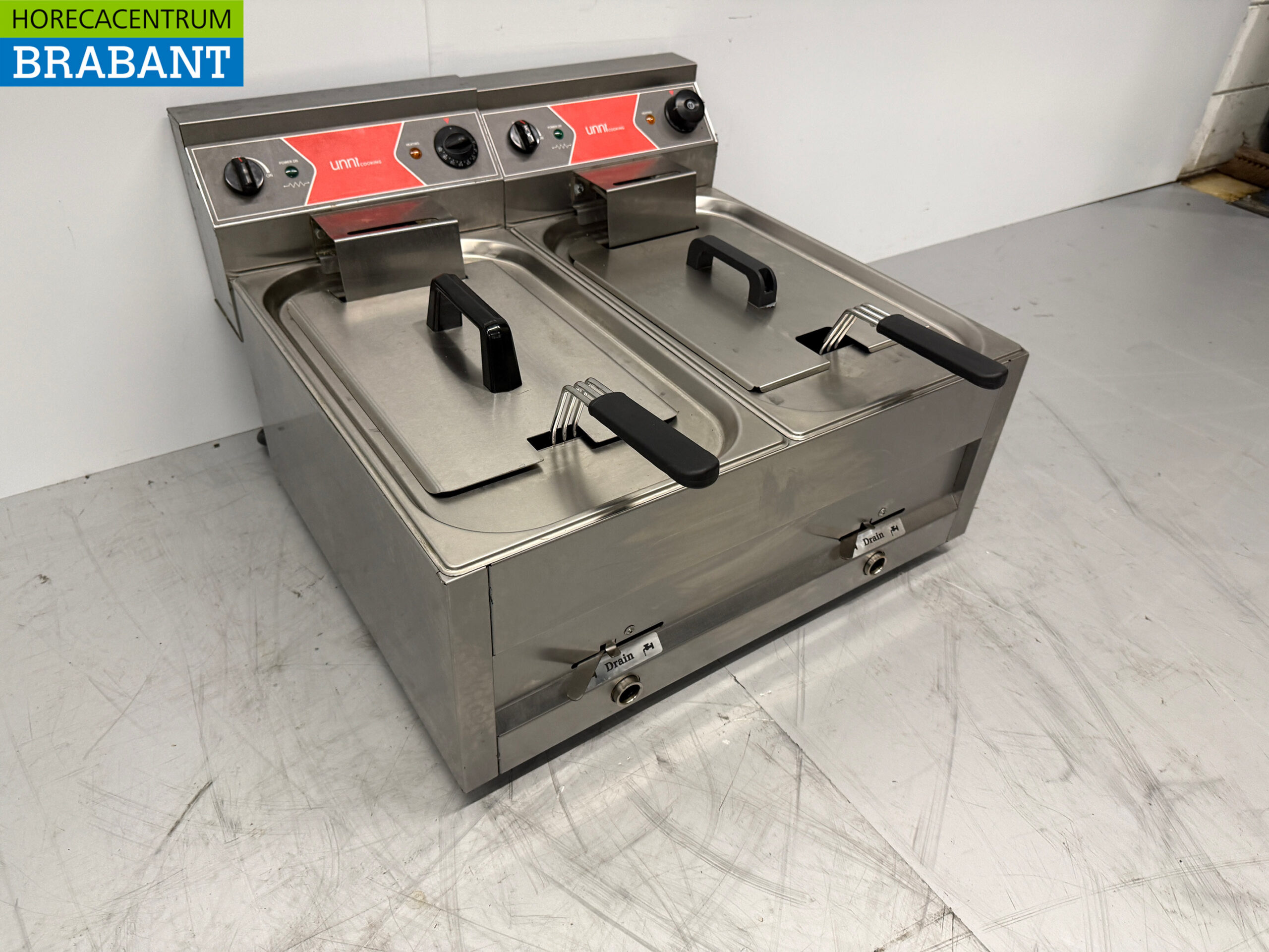 Edelstahl-Doppelfritteuse 2 x 12 Liter 400V Horeca – Bild 3