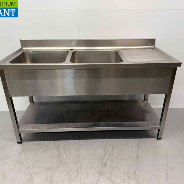 Edelstahlspüle Doppelspüle mit Untertisch 160 x 70 x 90 cm Catering
