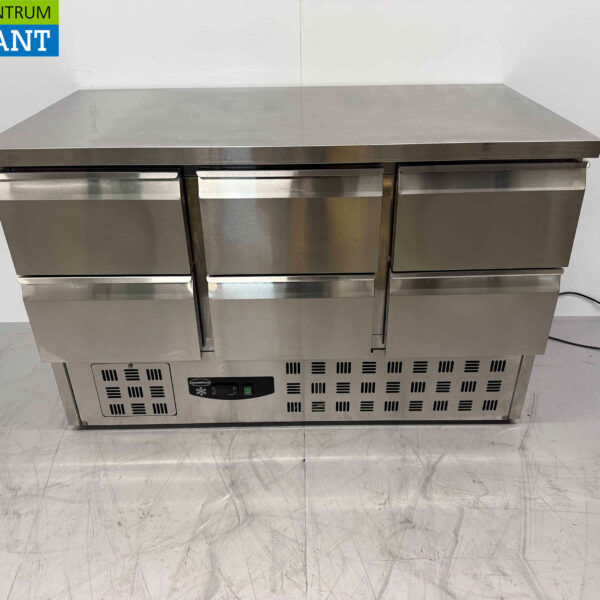 Combisteel gekühlte Werkbank aus Edelstahl 6 Schubladen 137 cm 230V Horeca