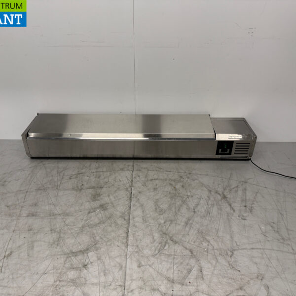 Thekenvitrine aus Edelstahl Thekenkühler saladière 8 x 1/4 GN 180 cm Horeca