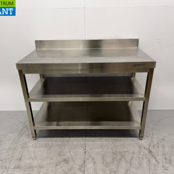 Edelstahl Arbeitstisch mit doppelter Ablage 120 x 60 x 87,5 cm Catering