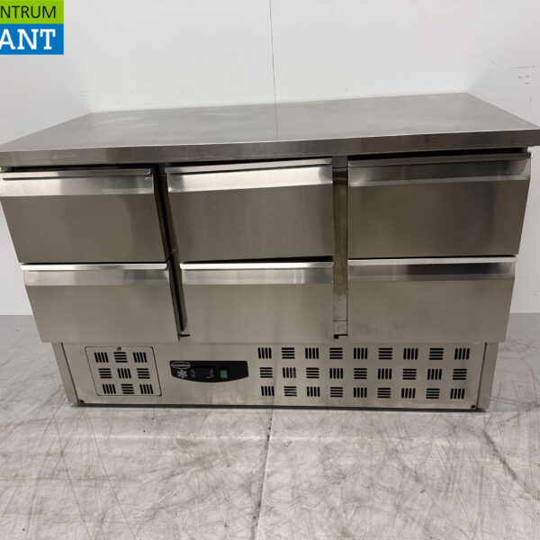 Combisteel gekühlte Werkbank aus Edelstahl 6 Schubladen 137 cm 230V Horeca